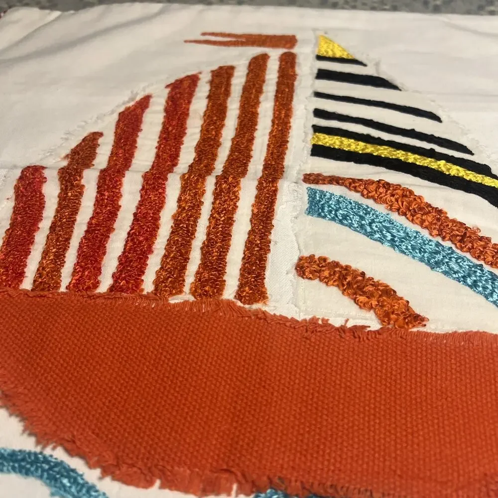 Annie Selke Smooth Sailing Applique Decorative Pillow Cover in Red Orange Blue